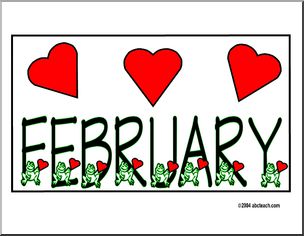 Calendar: February (header) – frogs