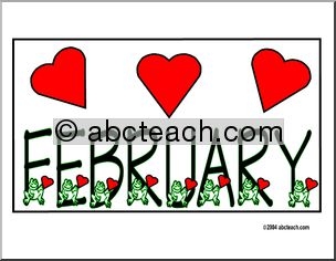 Calendar: February (header) – frogs