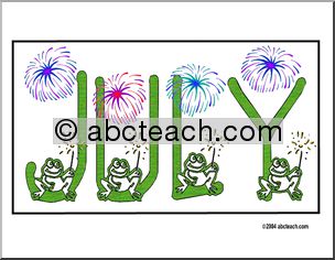 Calendar: July (header) – frogs