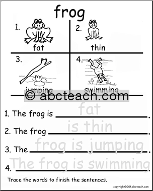 Beginning Writing Practice, Set 7 – trace (frog)