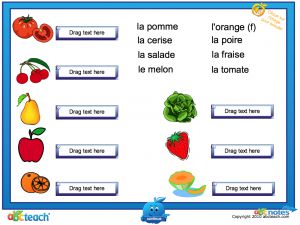 Interactive: Notebook:French: Fruits et lÃˆgumes: Vocabulaire–(avec audio) Jeu 1