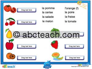Interactive: Notebook:French: Fruits et lÃˆgumes: Vocabulaire–(avec audio) Jeu 1