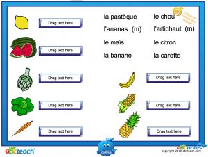 Interactive: Notebook:French: Fruits et lÃˆgumes: Vocabulaire–(avec audio) Jeu 2