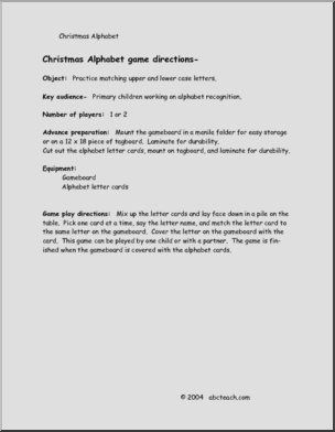 Board Game: Christmas Alphabet