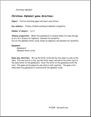 Board Game: Christmas Alphabet (b/w)