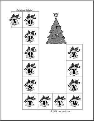 Board Game: Christmas Alphabet (b/w) – Abcteach