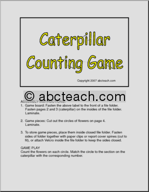 Board Game: Caterpillar Counting (pre-k/primary) -color