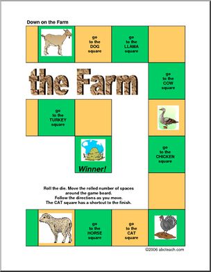 Board Game: Farm Animals (primary/elem) – Abcteach