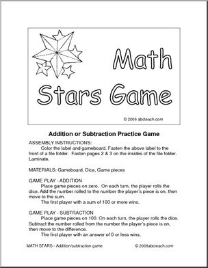 Math Stars Board Game (b/w)