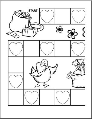 Game Board: Valentine (30 spaces; b/w)