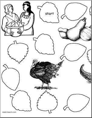 Game Board: Thanksgiving (20 spaces; b/w version)