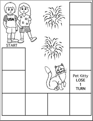 Game Board: USA Parade (20 spaces; bw version)