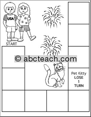 Game Board: USA Parade (20 spaces; bw version)