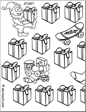 Game Board: Christmas Gifts (20 spaces; b/w version)