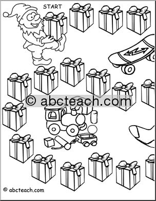 Game Board: Christmas Gifts (30 spaces; b/w version)