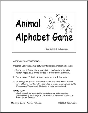 Matching Game: Animal Alphabet (b/w)