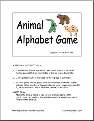Matching Game: Animal Alphabet (color)