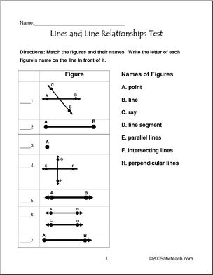 Lines and Line Relationships Worksheet