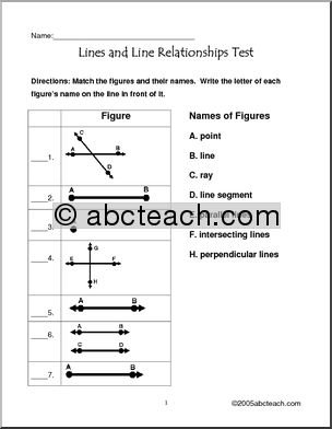 Lines and Line Relationships Worksheet