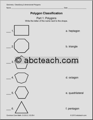 Geometry: Polygon Classification (grade 5)