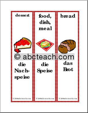 German: Bookmarks – Food Groups