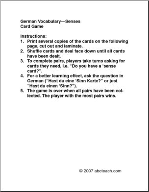 German: Card Game – Senses
