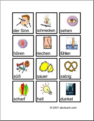 German: Card Game – Senses – Abcteach