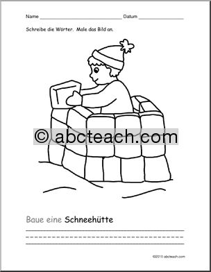 German: Color and Write – Snow Fort