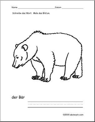 German: Color and Write – Bear