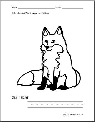 German: Color and Write – Fox