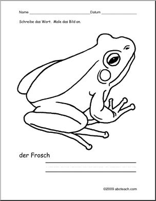 German: Color and Write – Frog