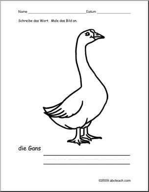 German: Color and Write – Goose