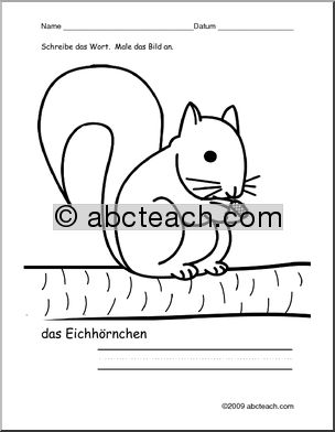 German: Color and Write – Squirrel