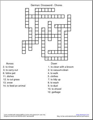 German: Crossword – Chores