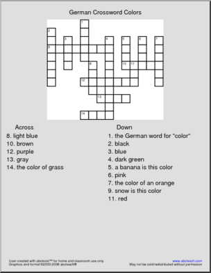 German: Crossword – Colors