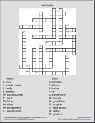 German: Crossword – Family