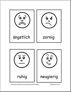 German: Flashcards – Emotions (b/w)