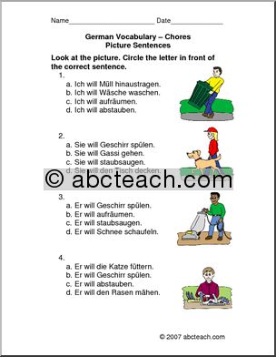 German: Picture Sentences – Chores