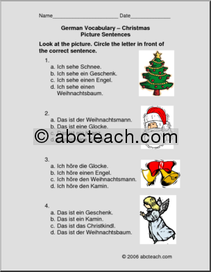 German: Picture Sentences – Christmas