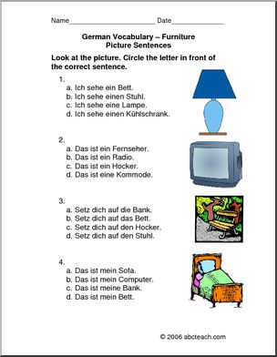 German: Picture Sentences – Furniture