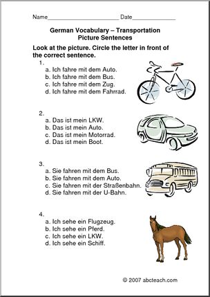 German: Picture Sentences – Transportation