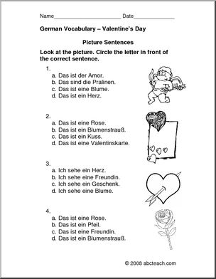 German: Picture Sentences – Valentine’s Day