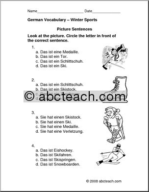 German: Picture Sentences – Winter Sports