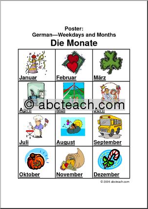 German: Poster – Days and Months