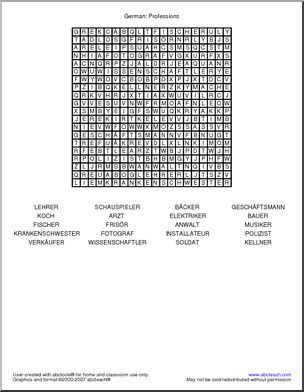 German: Word Search – Professions