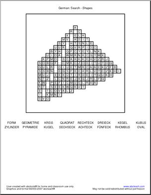 German: Word Search – Shapes