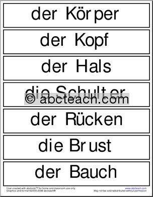German: Word Wall – Body