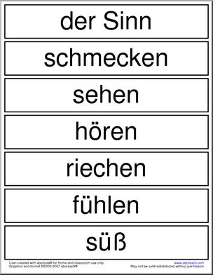 German: Word Wall – Senses
