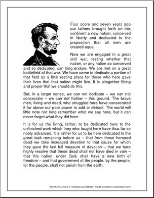 Worksheets: Gettysburg Address (upper/middle/high) | Abcteach