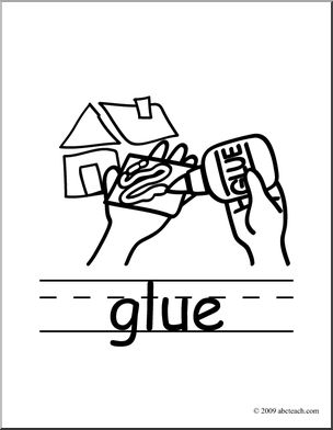 Clip Art: Basic Words: Glue B&W (poster)